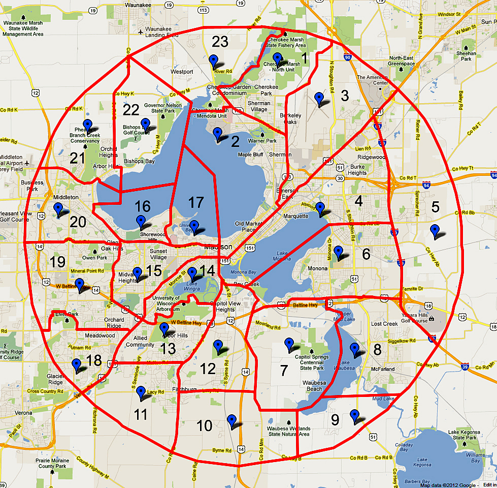 12/22/2021 Madison Christmas Bird Count Map